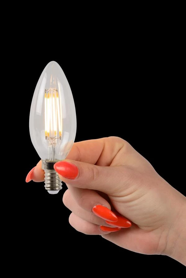 Lucide C35 - Filament lamp - Ø 3,5 cm - LED Dimb. - E14 - 1x4W 2700K - Transparant - sfeer 1
